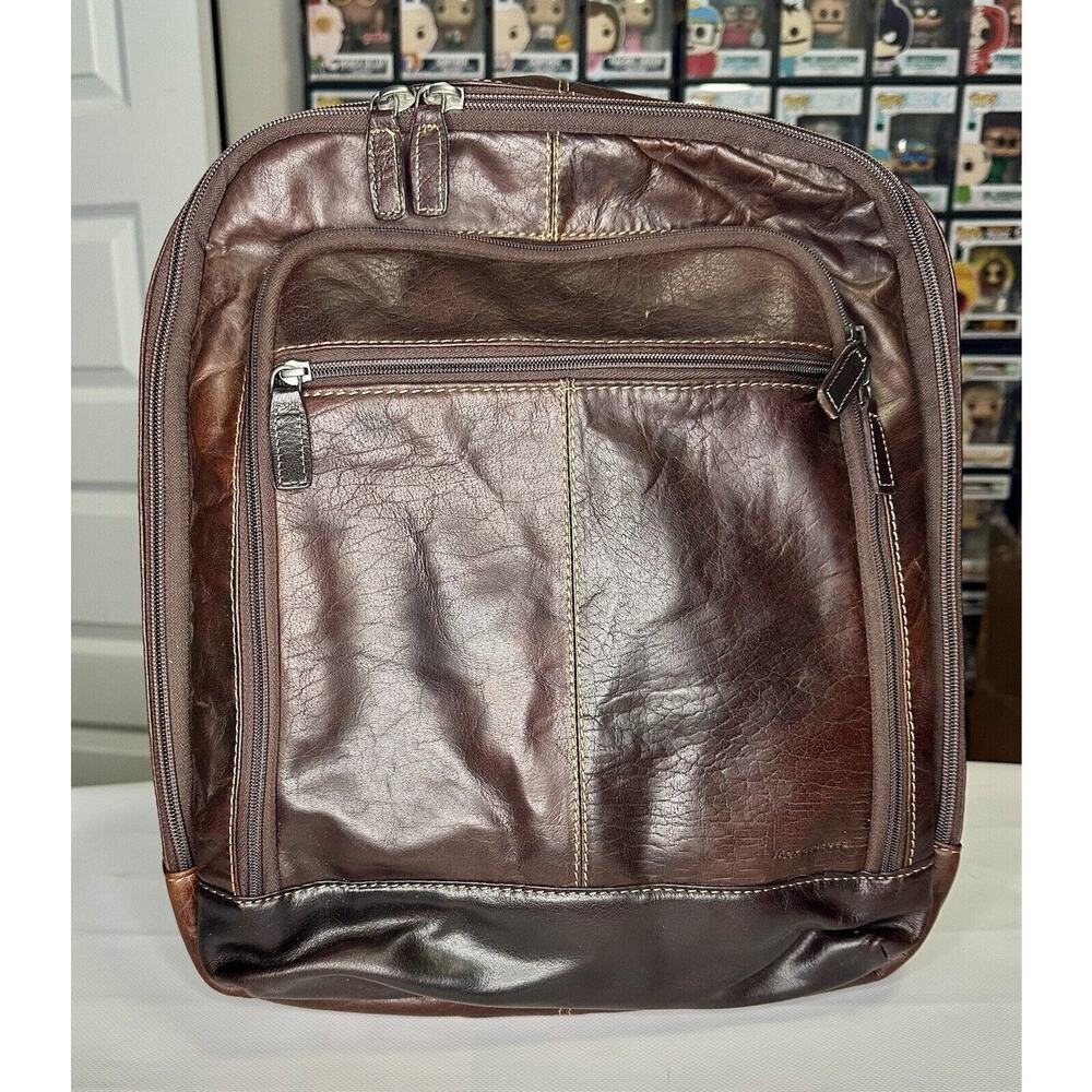 JACK GEORGES ~GENUINE LEATHER~ VOYAGER BROWN BACKPACK